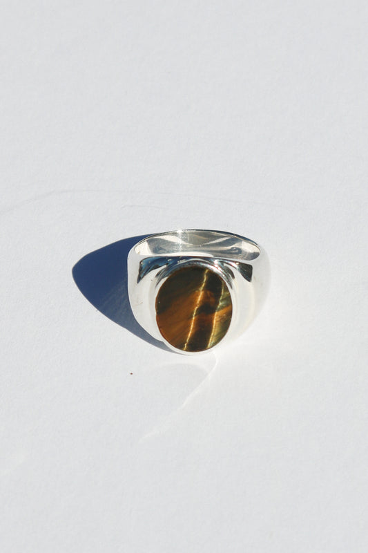 Perlmutte Tiger's Eye Ring