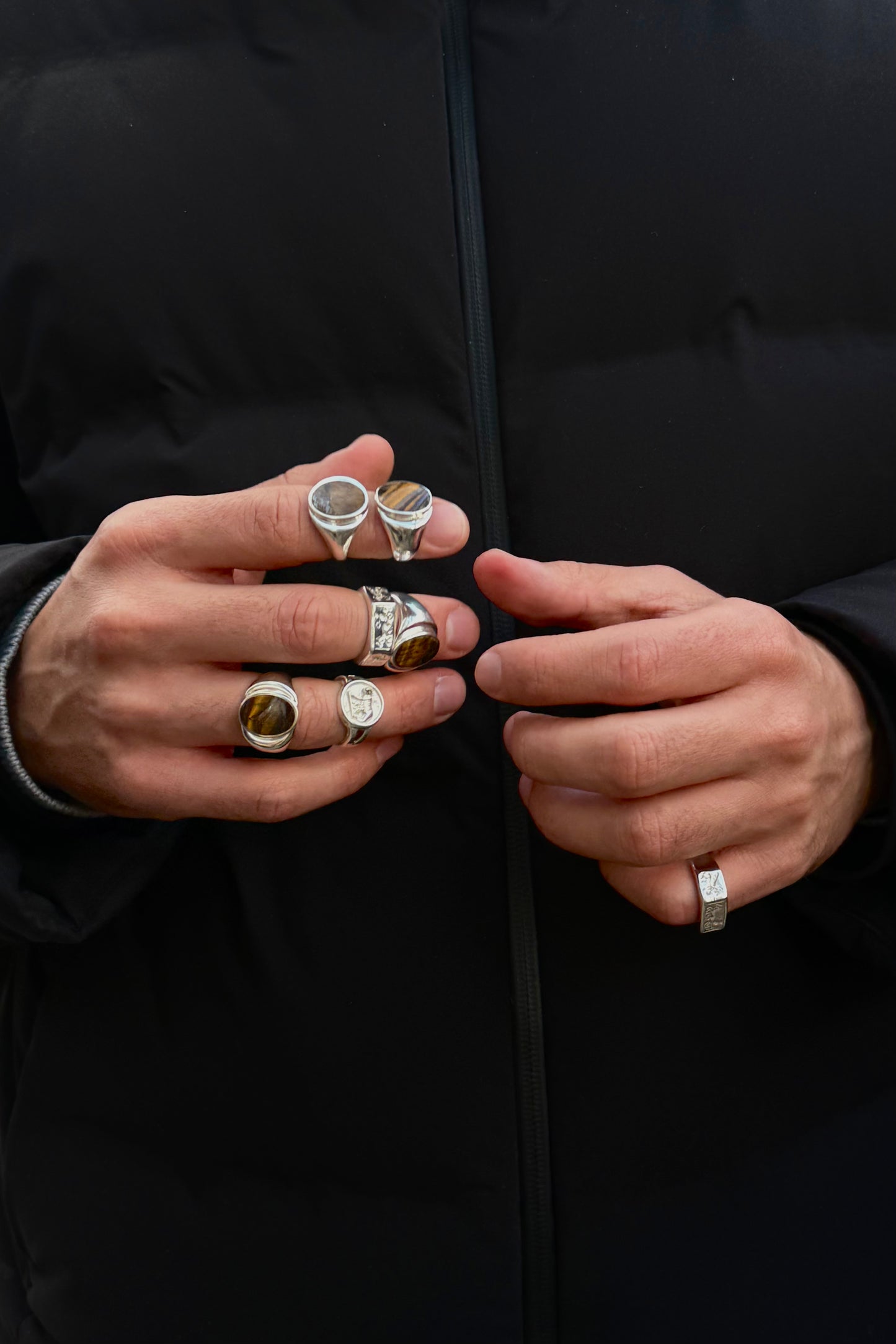 Perlmutte Tiger's Eye Ring